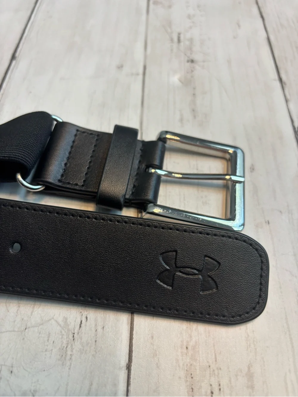 Kids Under Armour Black Elastic Athletic Belt with Silver Buckle